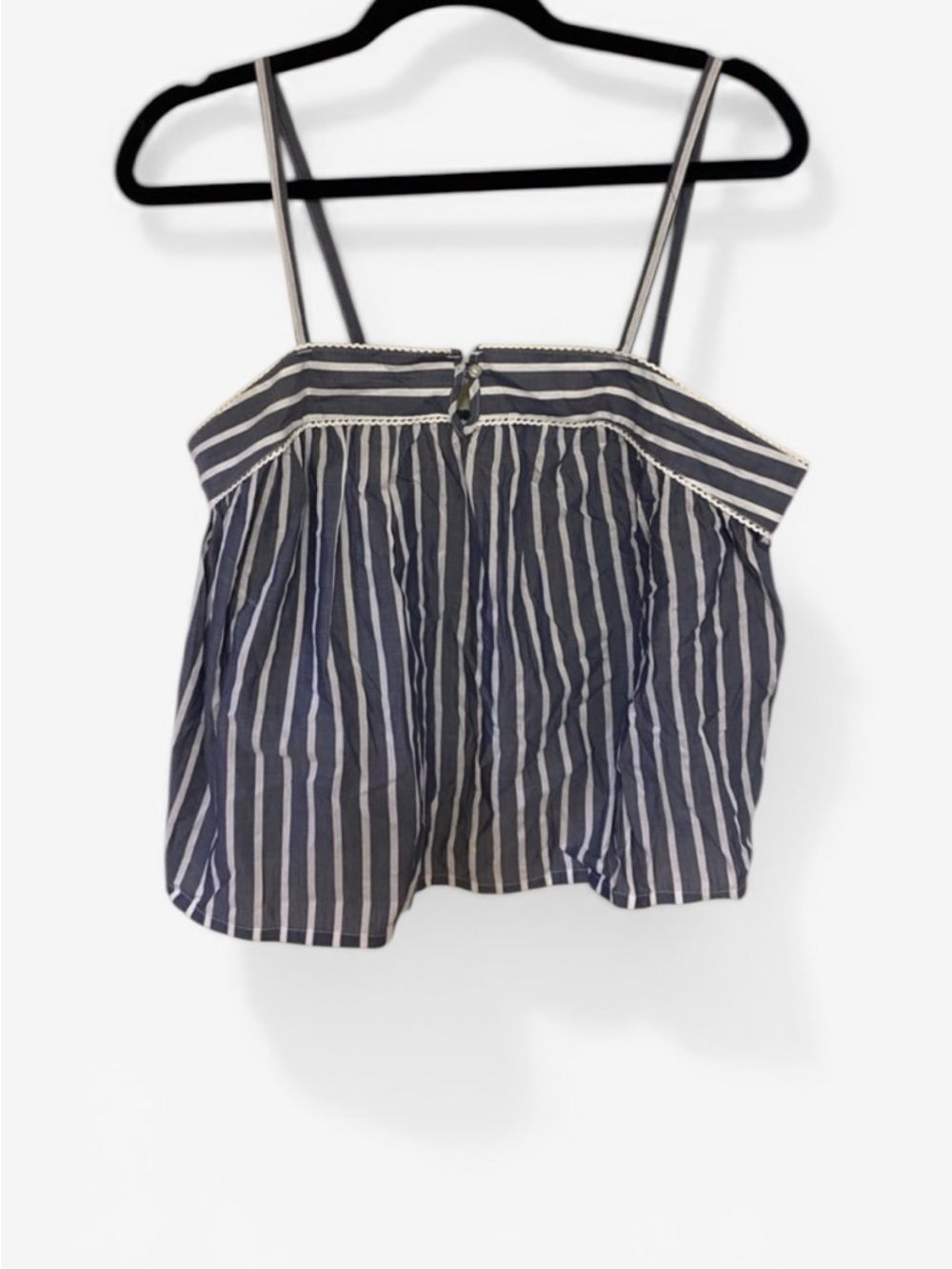 Old Navy Navy and White Striped Button-Front Blouse